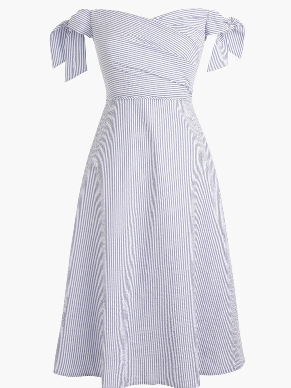 J. Crew Tie Shoulder Strapless Midi Dress In Seersucker